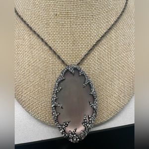 NWOT Alexis Bittar Plum Color Lucite Bejeweled Fancy Swarovski Crystals Necklace